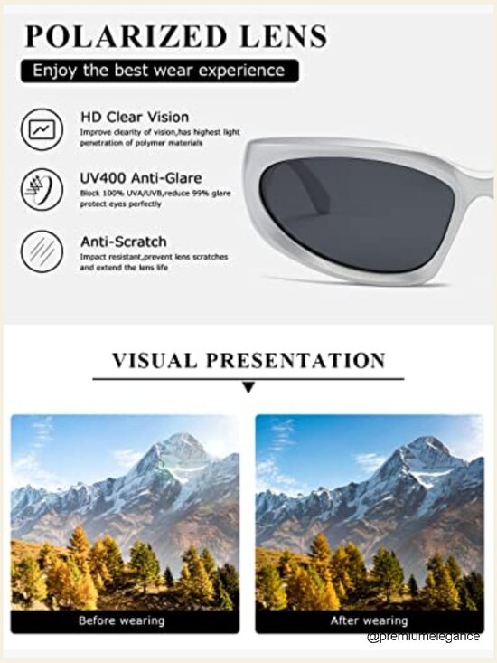 Unisex Wrap Around Polarized Sport Sunglasses Oval Fashion Shades
